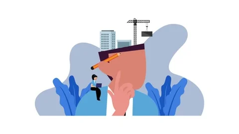 Creative thinking and construction planning concept illustration with eleme.. 動画素材 302533253