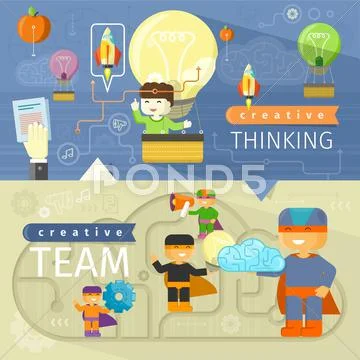 Creative thinking and creative team Stock Illustration