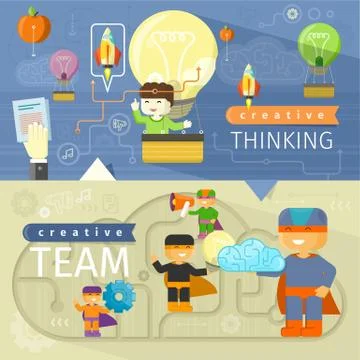 Creative thinking and creative team Stock Illustration