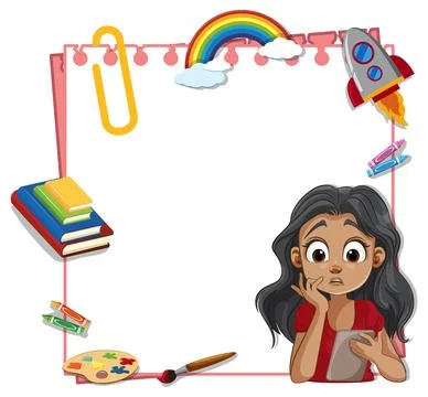 Creative Thinking and Educational Tools Frame Stock Illustration