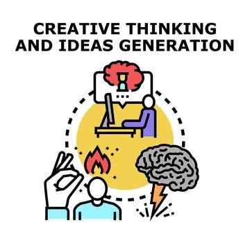 Creative thinking and ideas generating process illustration Stock Illustration