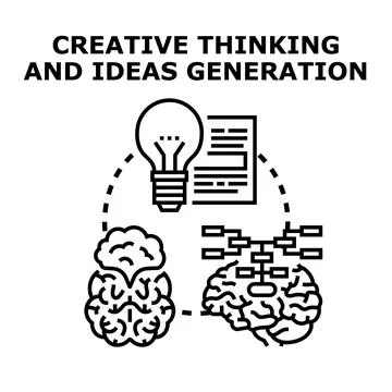 Creative thinking and ideas generation illustration Stock Illustration