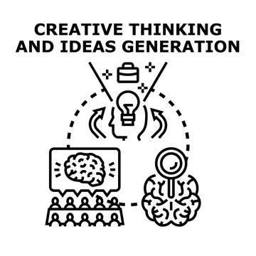 Creative thinking and ideas generation process brainstorming session 스톡 일러스트