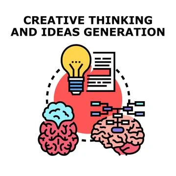 Creative thinking and ideas generation illustration Stock Illustration