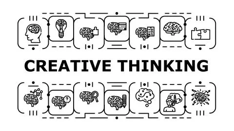 Creative thinking banner icon vector illustration Illustrazione stock