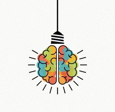 Creative thinking brain light bulb for new ideas Stock Illustration