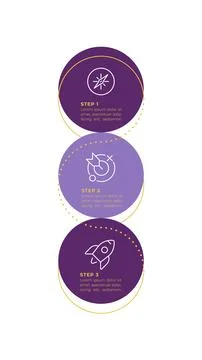 Creative thinking in business strategy round vertical infographic 3 steps Stock Illustration