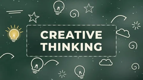 Creative Thinking Chalkboard Animation Hand-Drawn Elements Educational Stock Footage 347923374