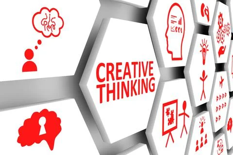 CREATIVE THINKING concept cell background 3d illustration Stock Illustration