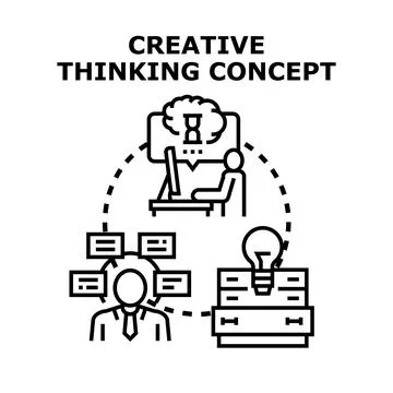 Creative thinking concept generating innovative ideas and solutions Illustrazione stock