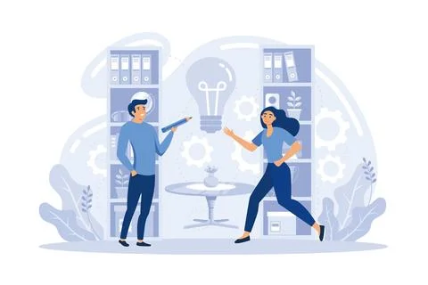 Creative thinking concept. Women looking for non standard solution to probl.. Stock Illustration