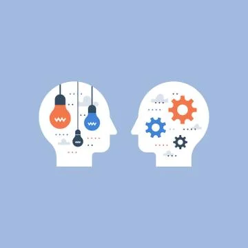 Creative thinking, creativity development, design solution, smart people Stock Illustration