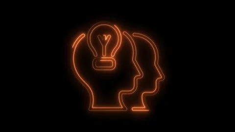 Creative thinking innovation with brain idea neon glow on black background,.. Stock Footage 309293055