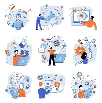 Creative thinking. It is map charts course, navigating through challenges and Stock Illustration