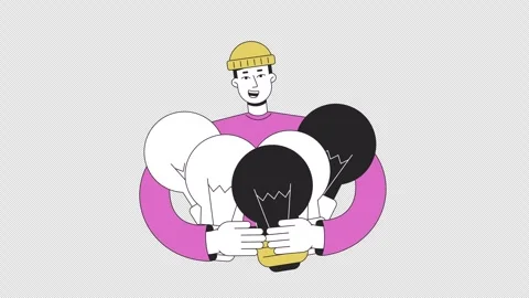 Creative thinking line 2D animation Stock Footage 301234586