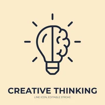 Creative thinking line icon. Brainstorm idea linear vector illustration. Thin Stock Illustration