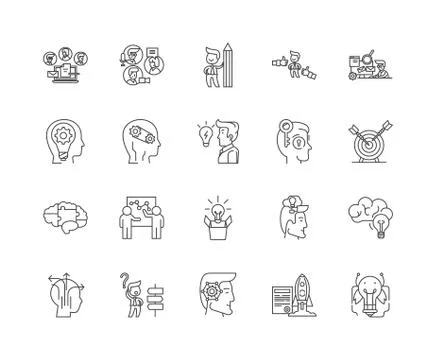 Creative thinking line icons, signs, vector set, outline illustration concept Stock Illustration