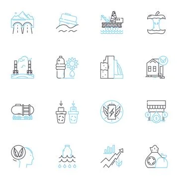 Creative thinking linear icons set. Innovation, Ingenuity, Imagination 스톡 일러스트