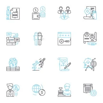 Creative Thinking linear icons set. Innovation, Imagination, Ingenuity Stock Illustration