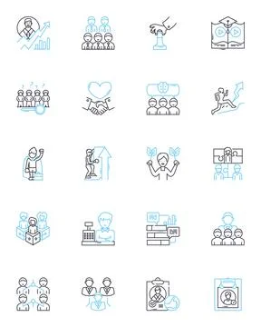 Creative Thinking linear icons set. Innovation, Imagination, Ingenuity Stock Illustration