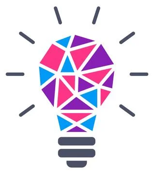 Creative thinking logo. Color polygonal light bulb Stock Illustration