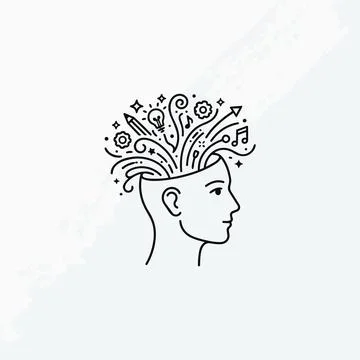 Creative thinking mind with ideas and inspiration Silhouette Stock Illustration