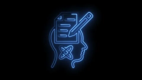 Creative thinking neon concept animation idea generation and writing process Stock Footage 322963277