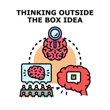 Creative thinking outside the box idea development Stock Illustration