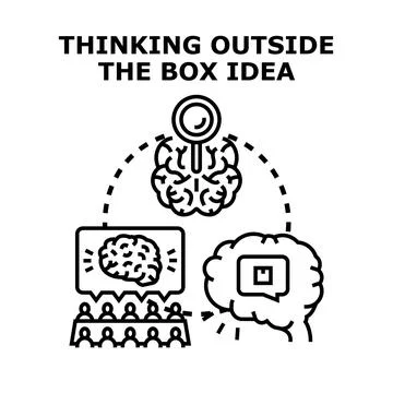 Creative thinking outside the box idea development Stock Illustration