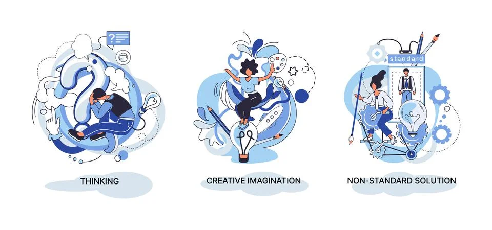 Creative thinking. People different mental mindset types or models creative イラスト素材