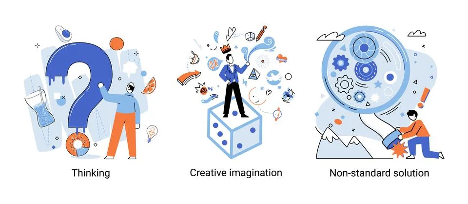 Creative thinking. People different mental mindset types or models creative イラスト素材