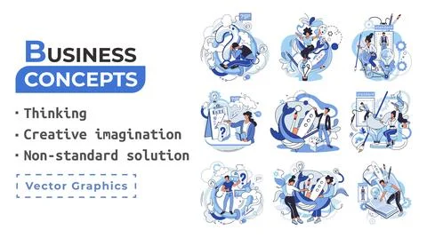 Creative thinking. People different mental mindset types or models creative Stock Illustration