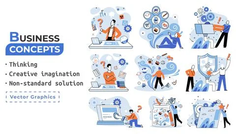 Creative thinking. People different mental mindset types or models creative イラスト素材