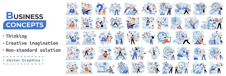 Creative thinking. People different mental mindset types or models creative Stock Illustration