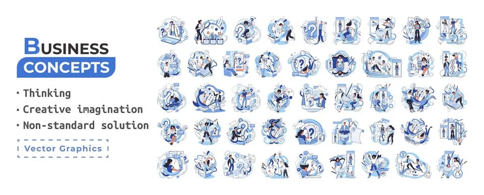 Creative thinking. People different mental mindset types or models creative Illustrazione stock