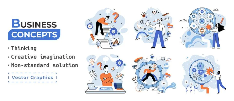 Creative thinking. People different mental mindset types or models creative イラスト素材