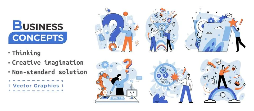 Creative thinking. People different mental mindset types or models creative Illustrazione stock