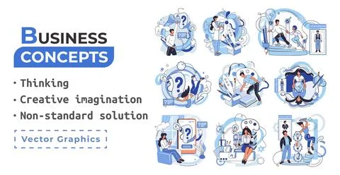 Creative thinking. People different mental mindset types or models creative Stock Illustration