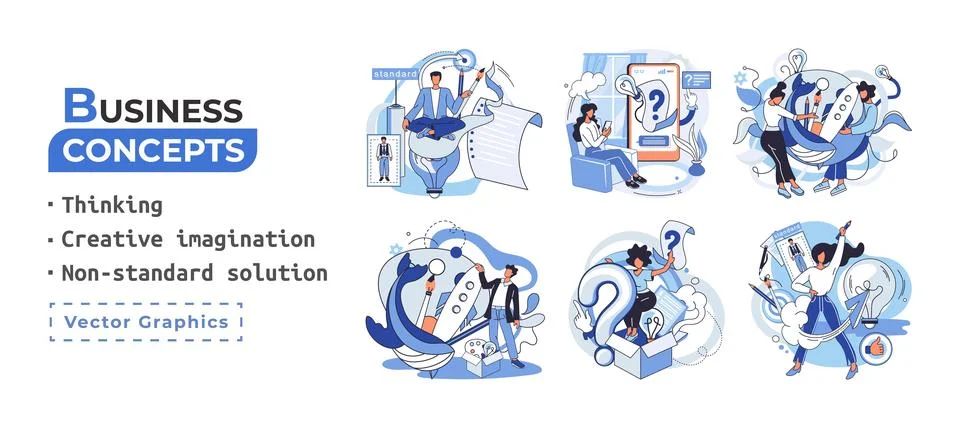Creative thinking. People different mental mindset types or models creative Illustrazione stock