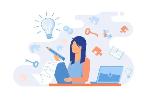 Creative thinking. People with different mental mindset types or model crea.. Stock Illustration