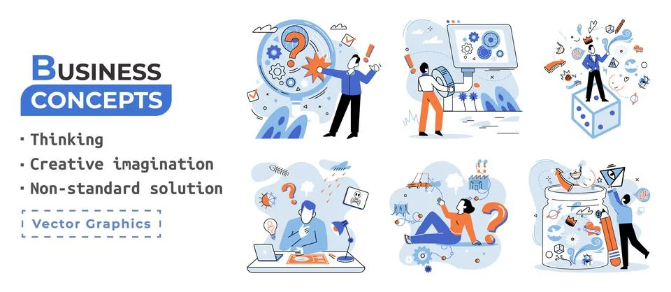 Creative thinking. People different mental mindset types or models creative イラスト素材