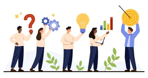 Creative Thinking Process for Achieving Goals Stock Illustration