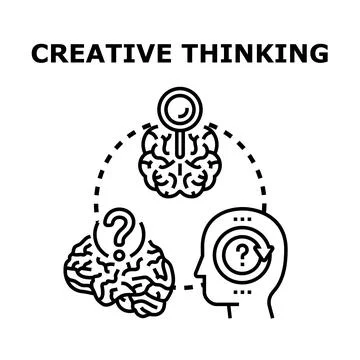 Creative thinking process generating new ideas and solutions Stockillustratie