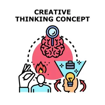 Creative thinking process generating new ideas development Stock Illustration
