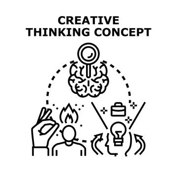 Creative thinking process generating new ideas development Stock Illustration