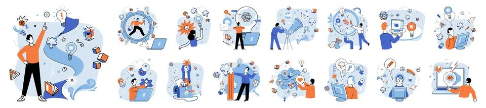 Creative thinking. In realm creative thinking, learning is endless journey Stock Illustration