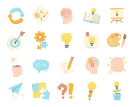 Creative thinking set in scandinavian style Stock Illustration