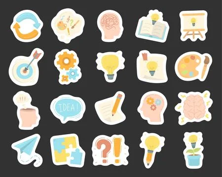 Creative thinking set in scandinavian style Illustrazione stock