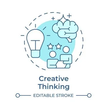 Creative thinking soft blue concept icon Stock Illustration