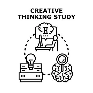 Creative thinking study developing new ideas and solutions concept Stock Illustration